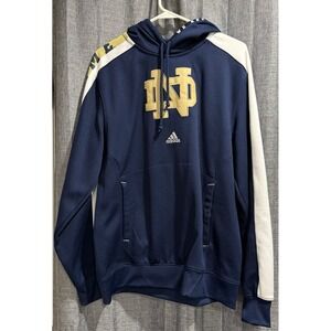 Adidas Notre Dame Men's Hoodie Navy/White/Gold‎ Size Medium Climawarm Detailed